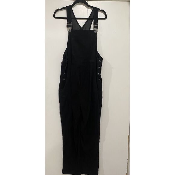 Mimi Maternity Cargo Jumpsuit Black Sz Small Polyester Faux Suede - Picture 2 of 16